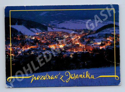 Pohlednice Jeseník – zimní noční pohled (M10632)