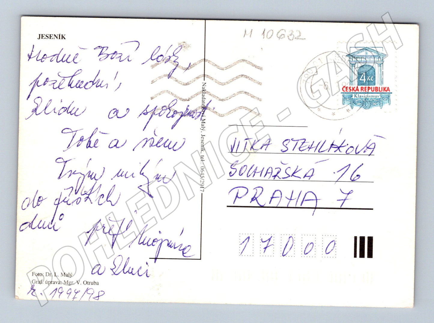 Pohlednice Jeseník – zimní noční pohled (M10632)