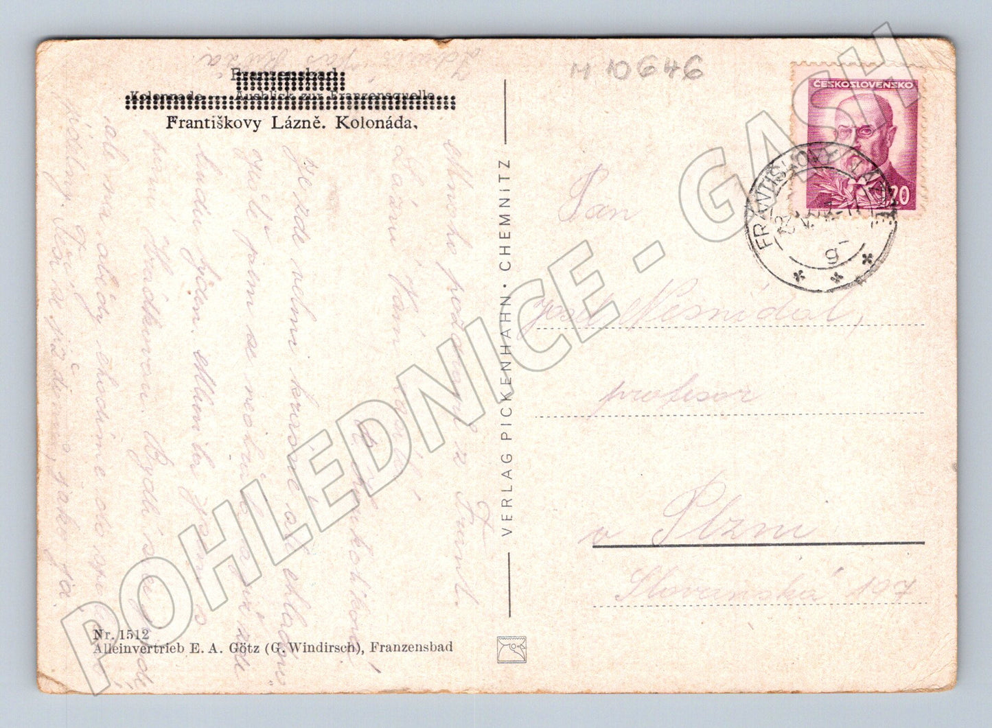 Pohlednice Františkovy Lázně kolonáda (M10646)