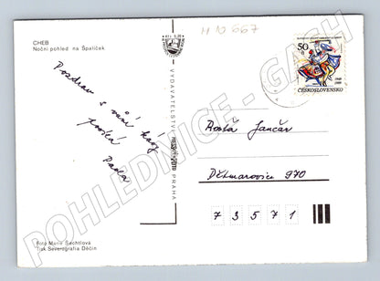 Pohlednice Cheb - noční pohled na Špalíček (M10667)