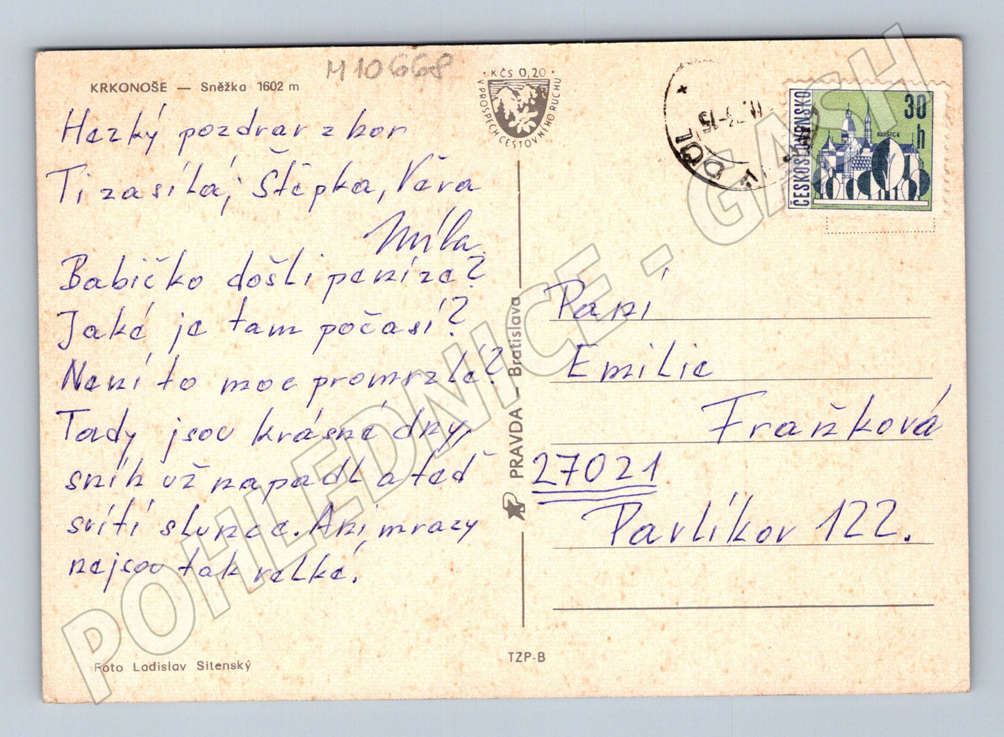 Pohlednice Krkonoše – Sněžka 1602 m, zimní motiv (M10668)