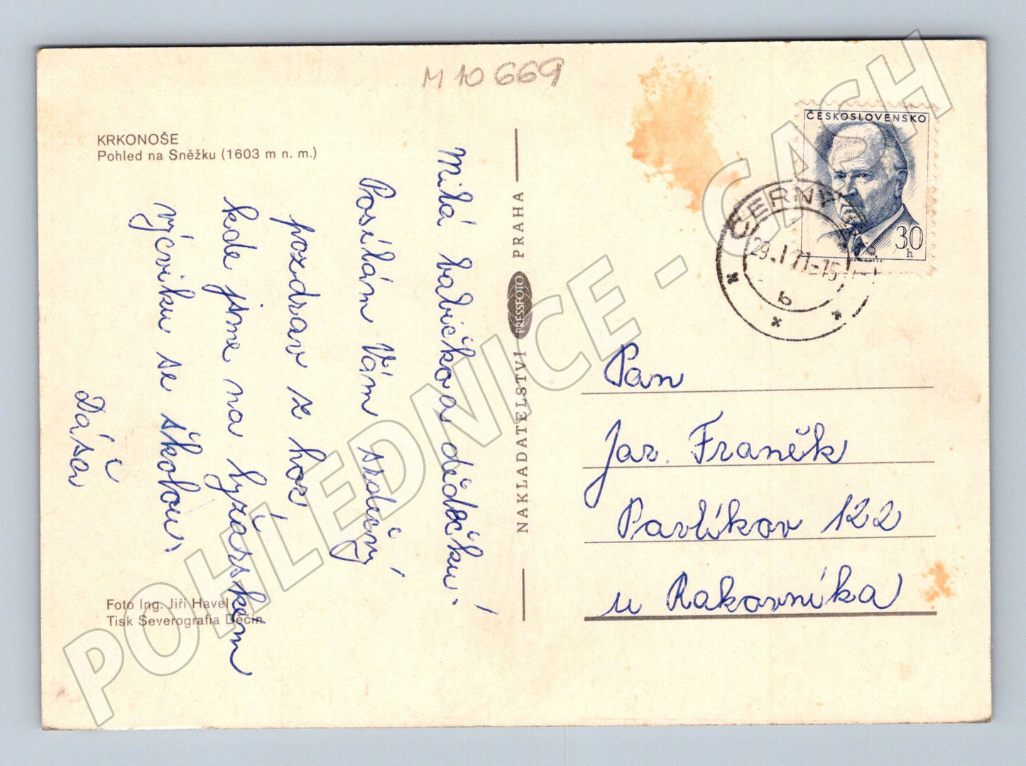 Pohlednice Krkonoše – Sněžka, zimní krajina (M10669)