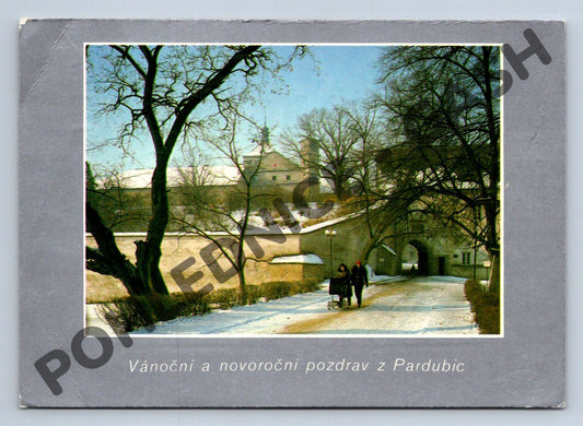 Pohlednice Vánoce Pardubice zámek zimní motiv (M1074)