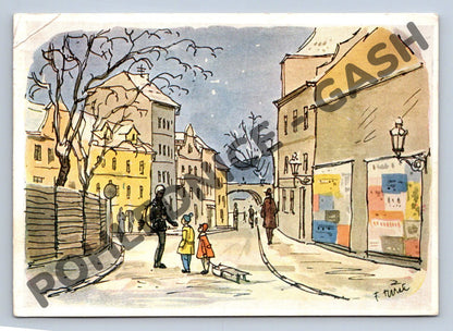Pohlednice Vánoce Praha F. Turek kolorovaná 1959 (M1078)
