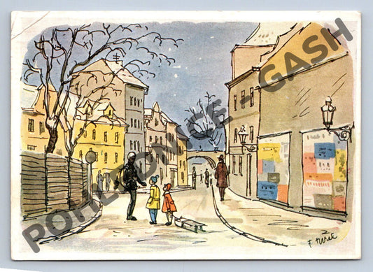 Pohlednice Vánoce Praha F. Turek kolorovaná 1959 (M1078)