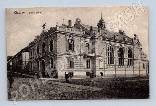 Pohlednice Klatovy Sokolovna – historická 1918 (M10831)