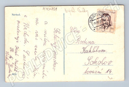 Pohlednice Náchod zámek prošlá poštou 1949 (M10901)