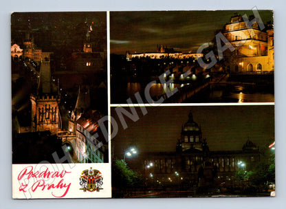 Pohlednice Pozdrav z Prahy - noční pohlednice (M10928)