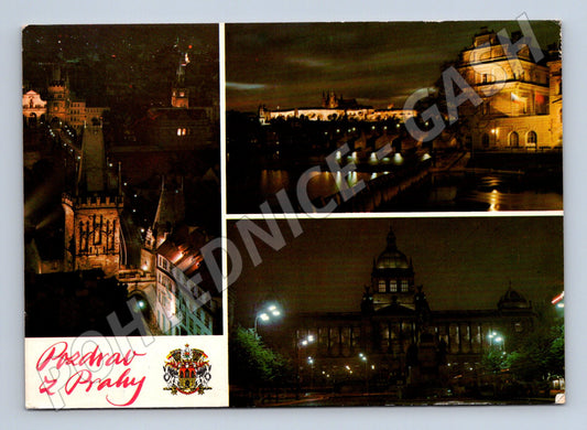 Pohlednice Pozdrav z Prahy - noční pohlednice (M10928)