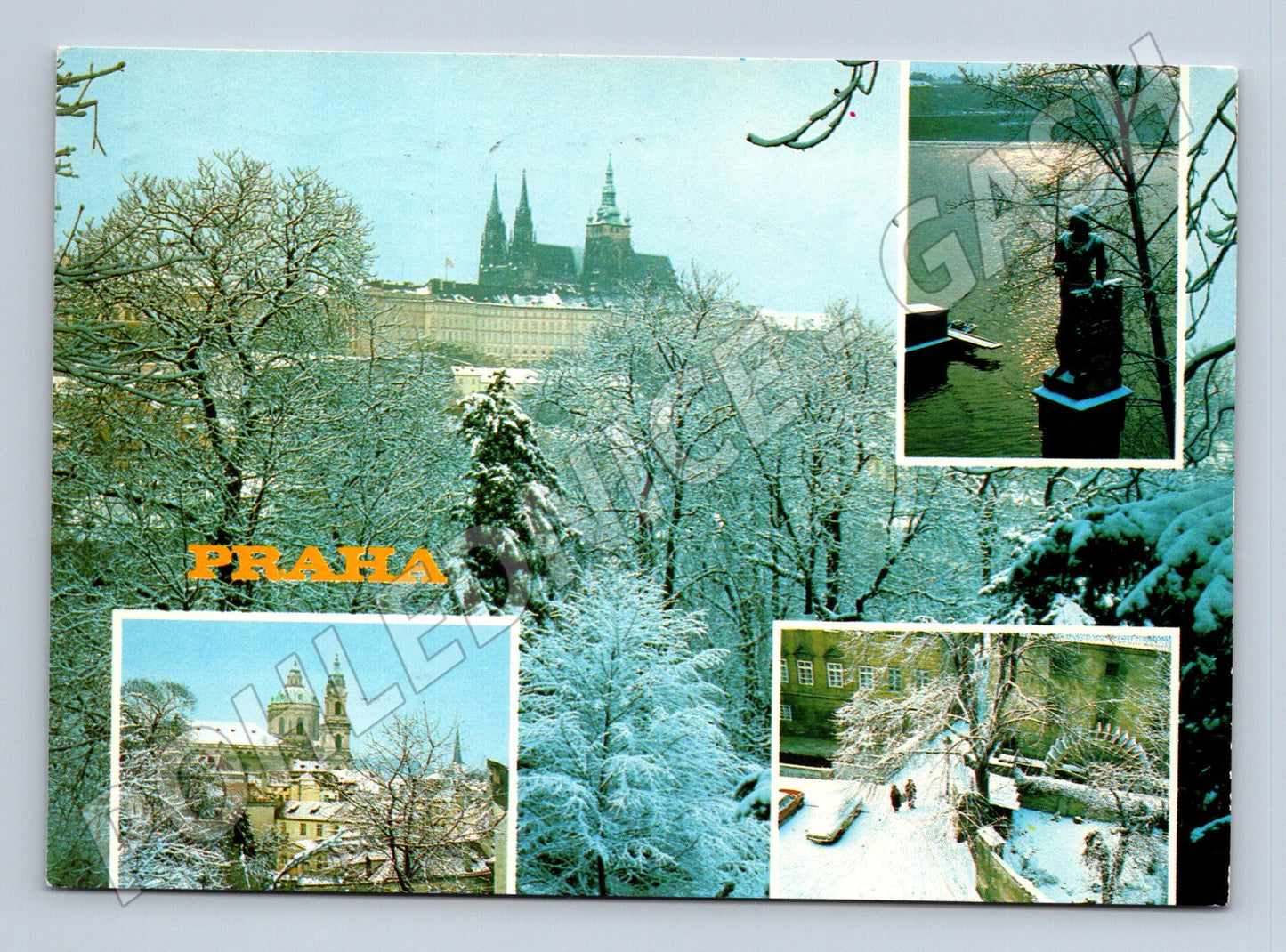 Pohlednice Praha - zimní panorama, Pražský hrad, Karlův most (M10947)