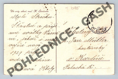 Pohlednice Nový rok 1929 K. Šimůnek (M1095)