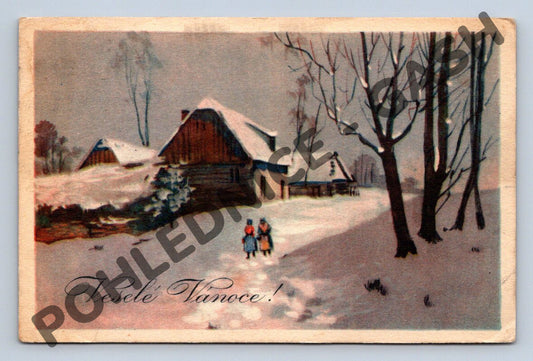 Pohlednice Veselé Vánoce ČSR 1927 (M1097)