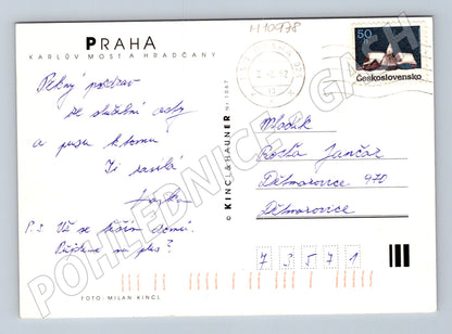 Pohlednice Karlův most a Hradčany - noční pohled (M10978)