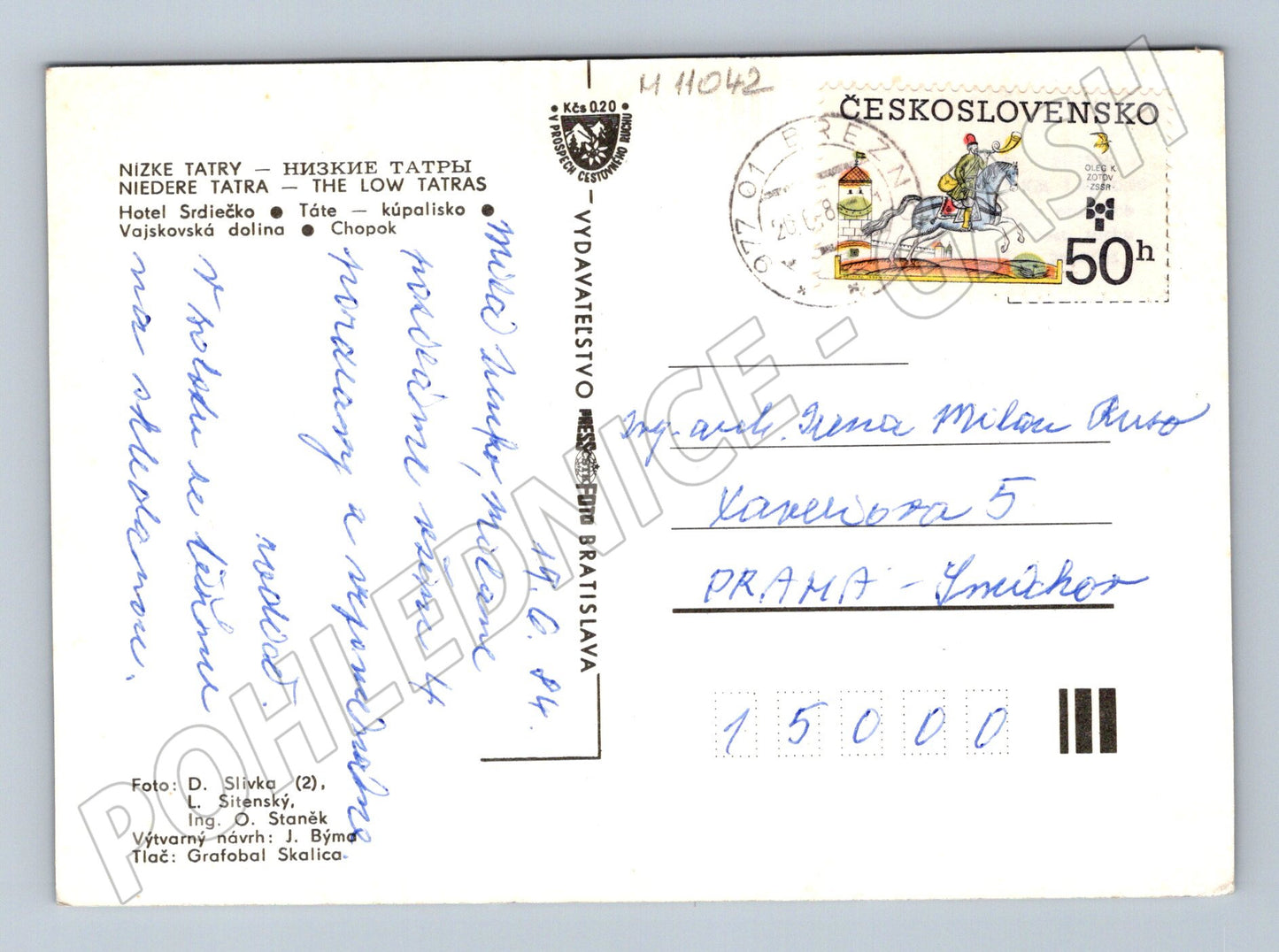 Pohlednice Nízké Tatry 1968 – koláž, známka, razítko (M11042)