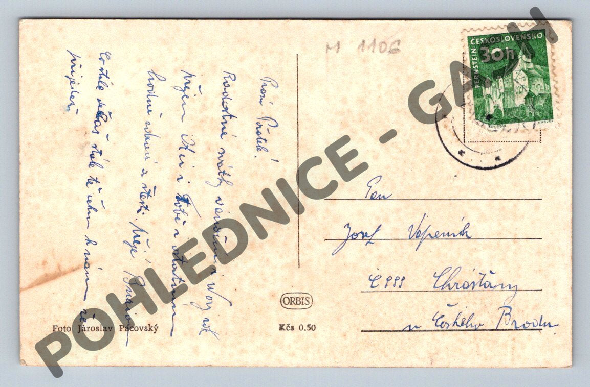 Pohlednice Zasněžená krajina Radostné vánoce (M1106)