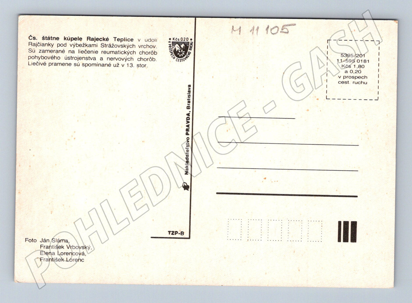 Pohlednice Rajecké Teplice – slovenské lázně (M11105)