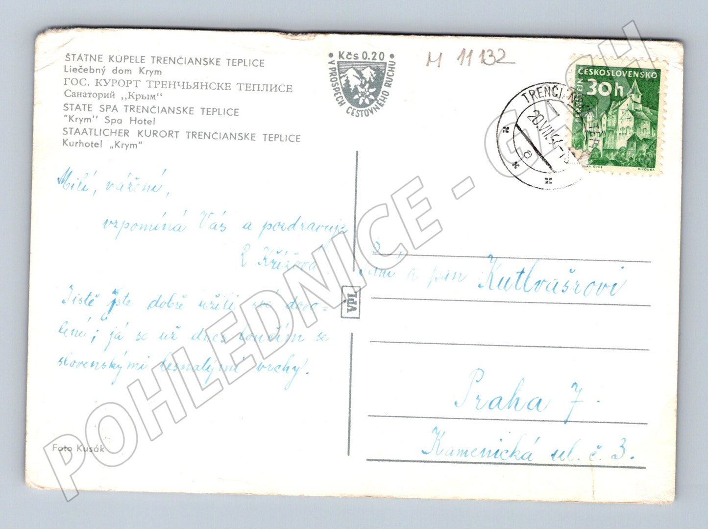 Pohlednice Trenčianské Teplice Krym 1957 (M11132)