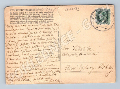 Pohlednice Zvolenský zámek – stará pohlednice 1938 (M11193)