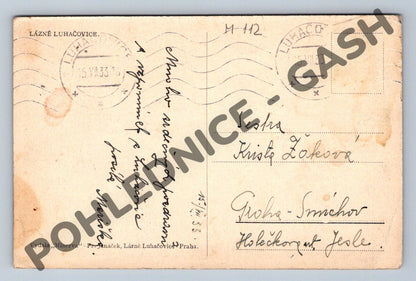 Pohlednice Luhačovice lázně 1933 pošta (M112)