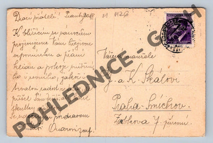 Pohlednice Vánoce 1926 zasněžený strom (M1126)