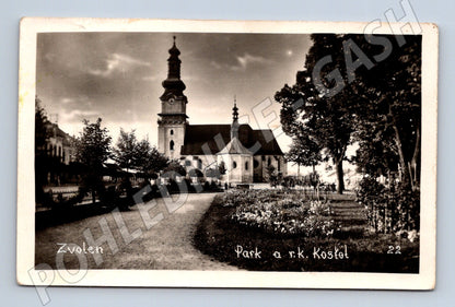 Pohlednice Zvolen – Park a kostel (M11316)