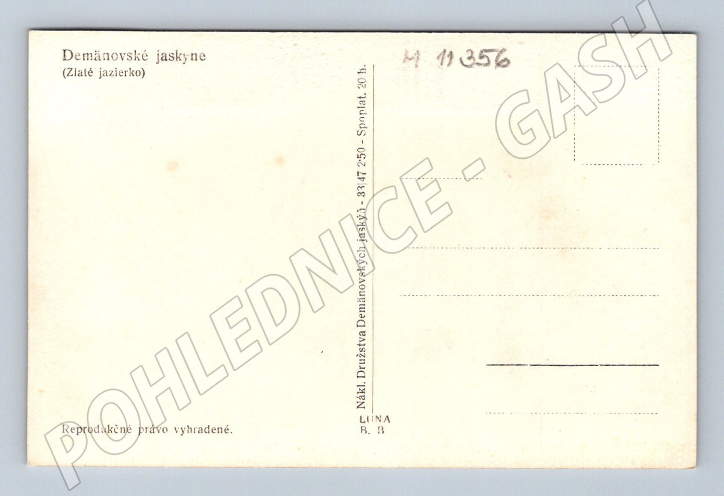 Pohlednice Demänovské jaskyne - Zlaté jazierko (M11356)