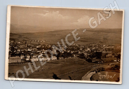 Pohlednice město Staré ČSR - poštovní známky, psaná (M11372)