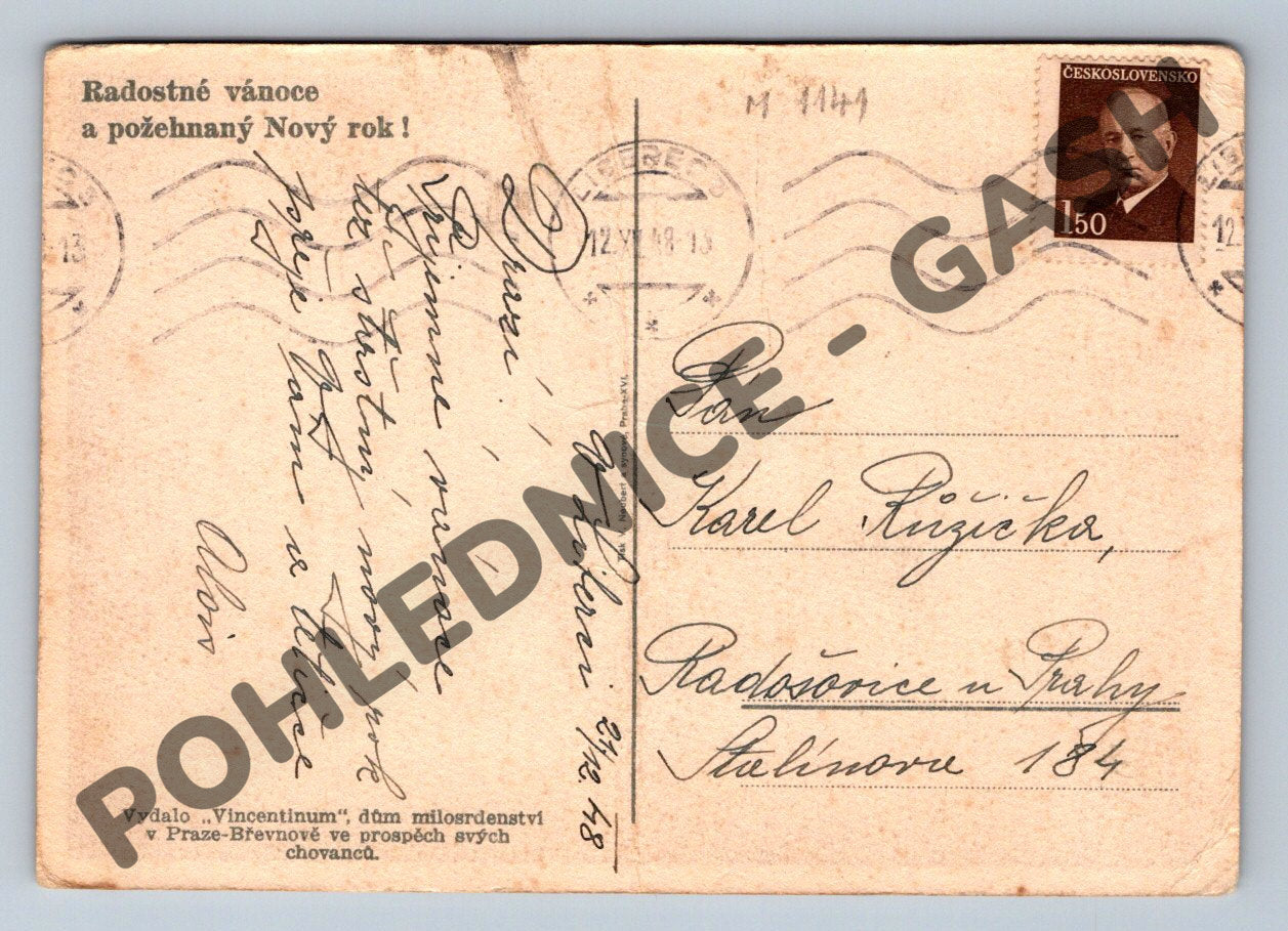 Pohlednice Narození Ježíše – ČSR (M1141)