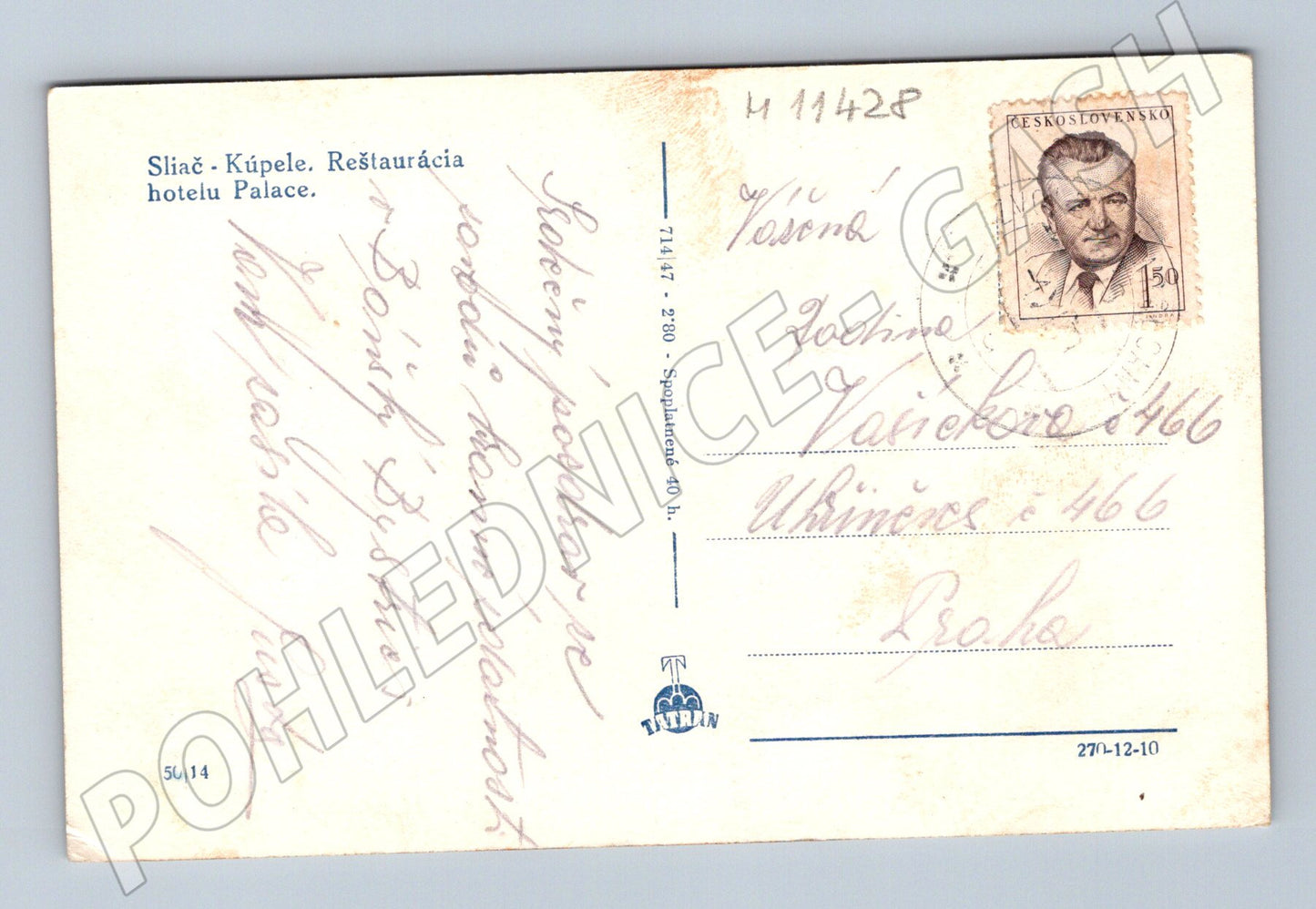 Pohlednice Sliač – restaurace hotelu Palace (M11428)
