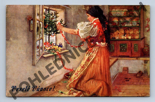 Pohlednice Veselé Vánoce – Chodsko J. Douba 1910 (M1146)