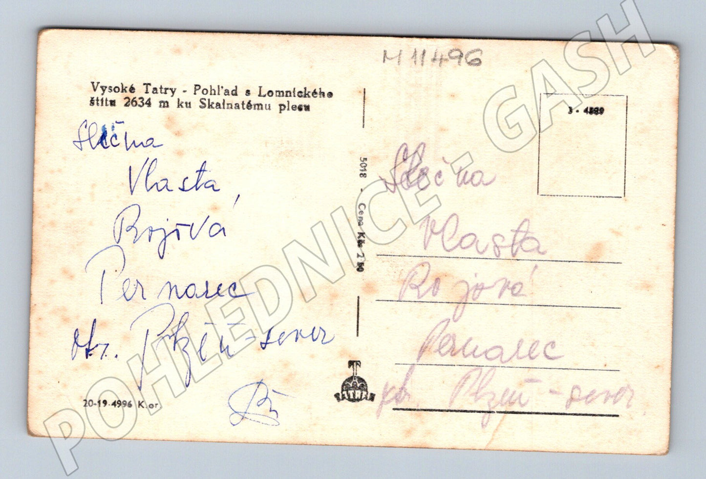 Pohlednice Vysoké Tatry - Lomnický štít ke Skalnatému plesu (M11496)