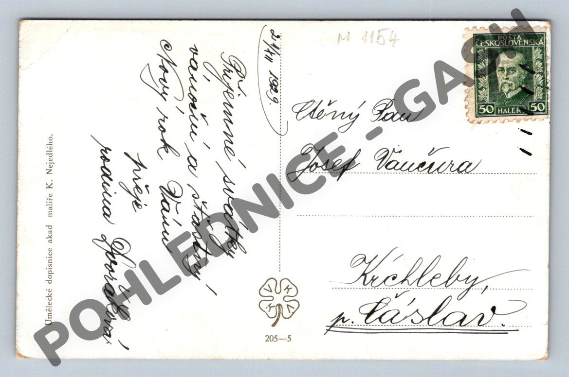 Pohlednice K. Nejedlý – Vánoce ČSR 1929 (M1154)