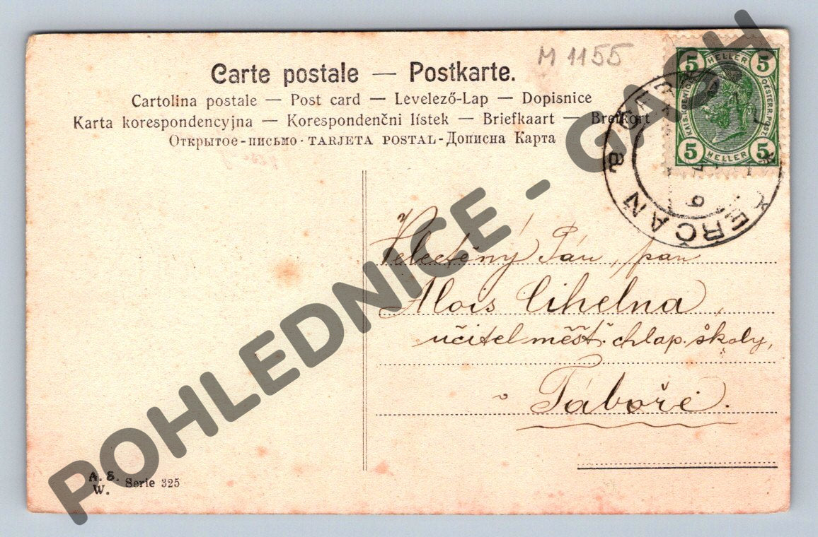 Pohlednice Nový rok 1909 – čtyřlístky (M1155)