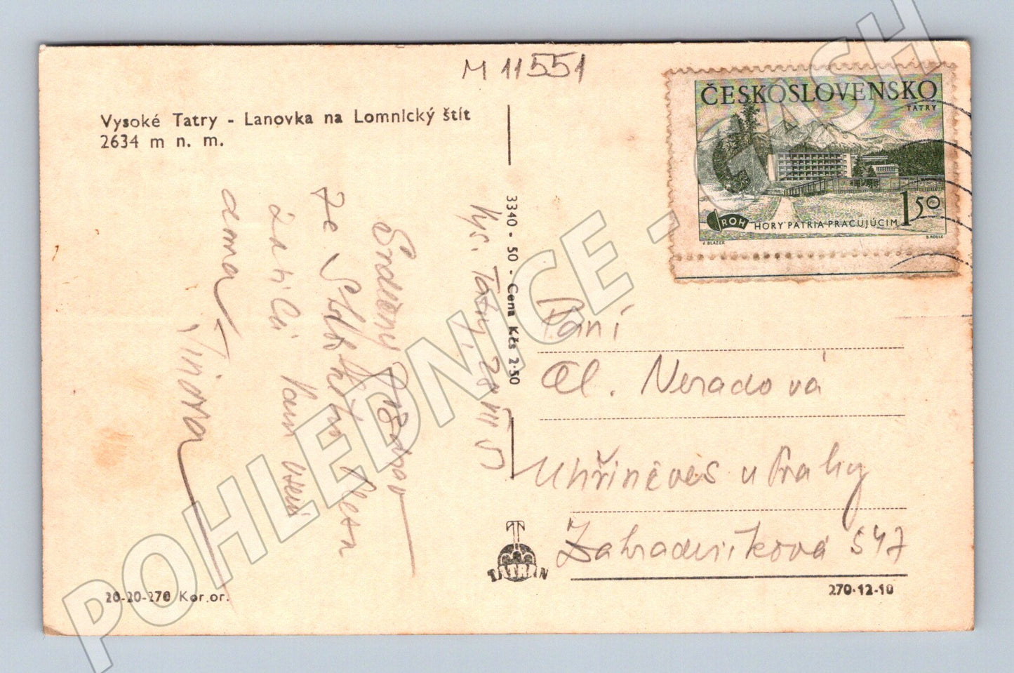 Pohlednice Vysoké Tatry – lanovka na Lomnický štít (M11551)
