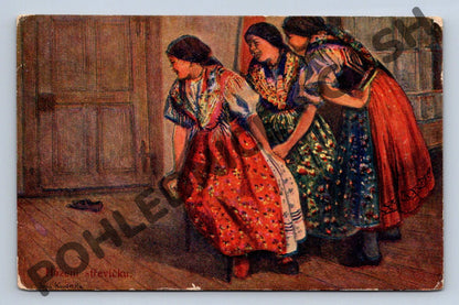 Pohlednice Joža Koudelka – Házení střevíčku 1919 (M1156)