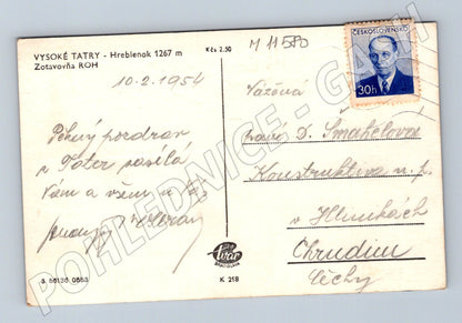Pohlednice Vysoké Tatry Hrebienok 1954 (M11580)