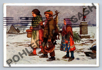 Pohlednice Vánoční etnografie – Josef Strnad 1937 (M1161)
