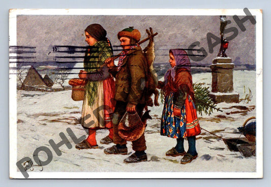 Pohlednice Vánoční etnografie – Josef Strnad 1937 (M1161)