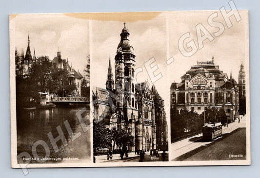 Pohlednice Košice – Jakabův palác, Dóm, divadlo (M11706)