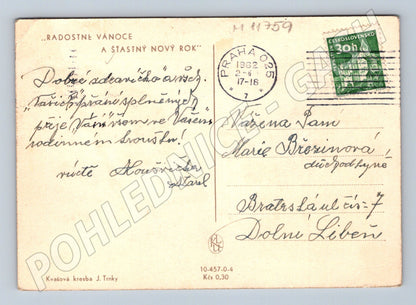 Pohlednice Sýkorka Děti Jiří Trnka 1962 (M11759)