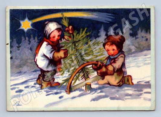 Pohlednice Vánoční děti Československo (M11766)