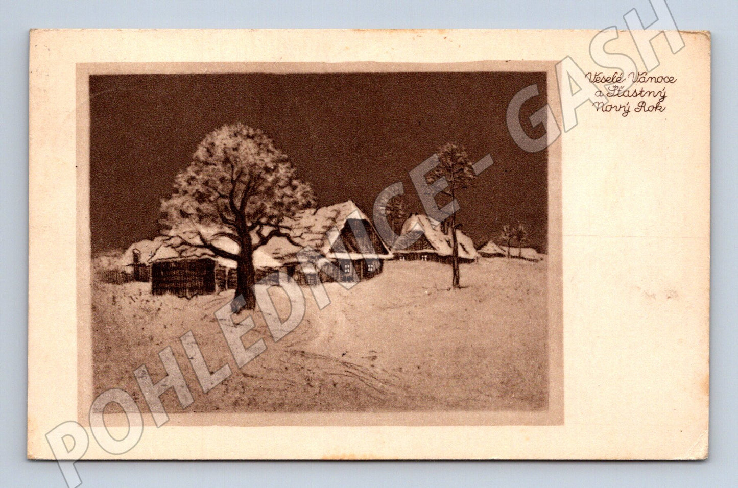 Pohlednice Vánoční ČSR zimní krajina (M11789)