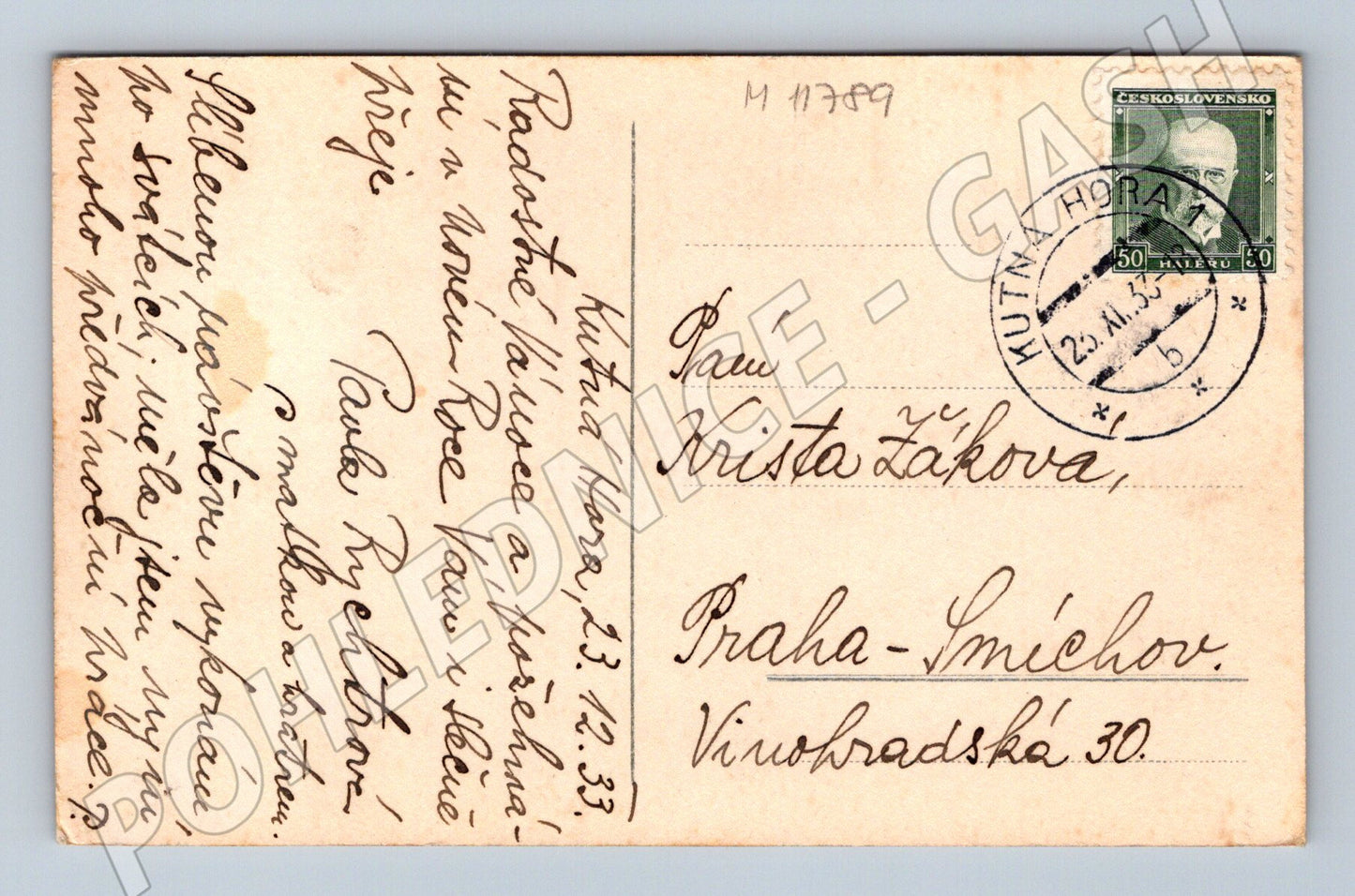 Pohlednice Vánoční ČSR zimní krajina (M11789)