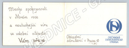 Pohlednice Novoroční PF 92 – ODS, Praha 10 (M11799)