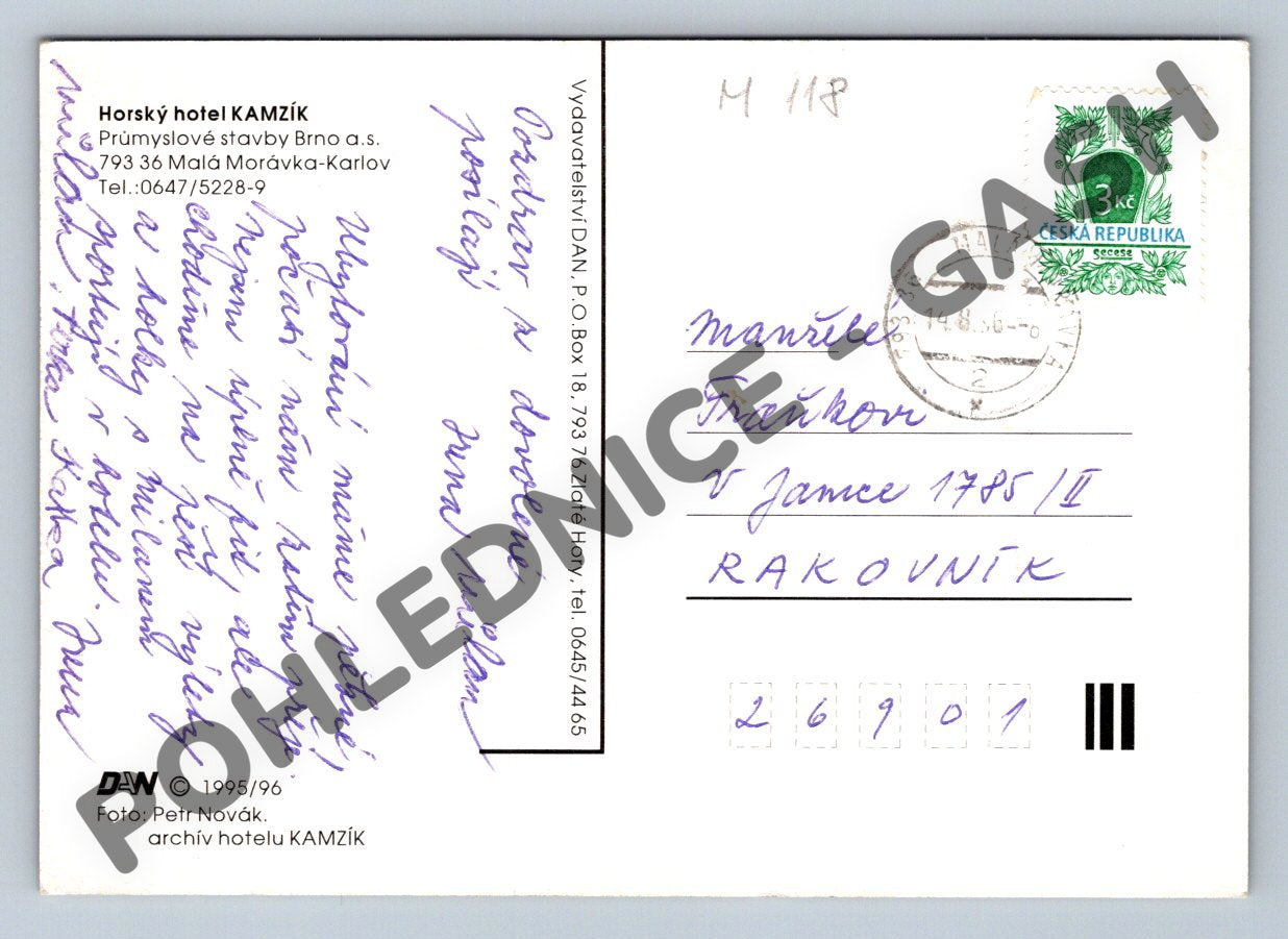 Pohlednice Kamzík Malá Morávka Karlov 1996 (M118)