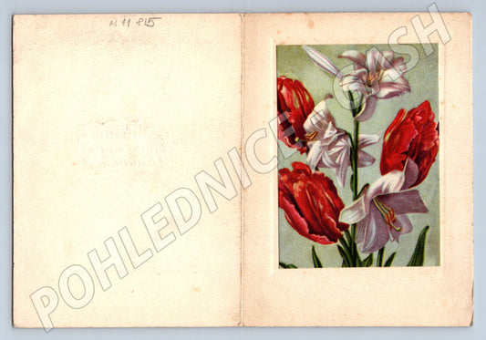 Pohlednice Květiny, lilie a tulipány (M11815)