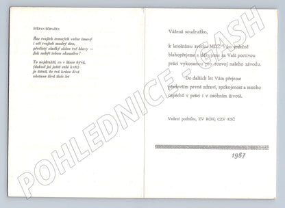 Pohlednice MDŽ 1987 květinová grafika (M11816)