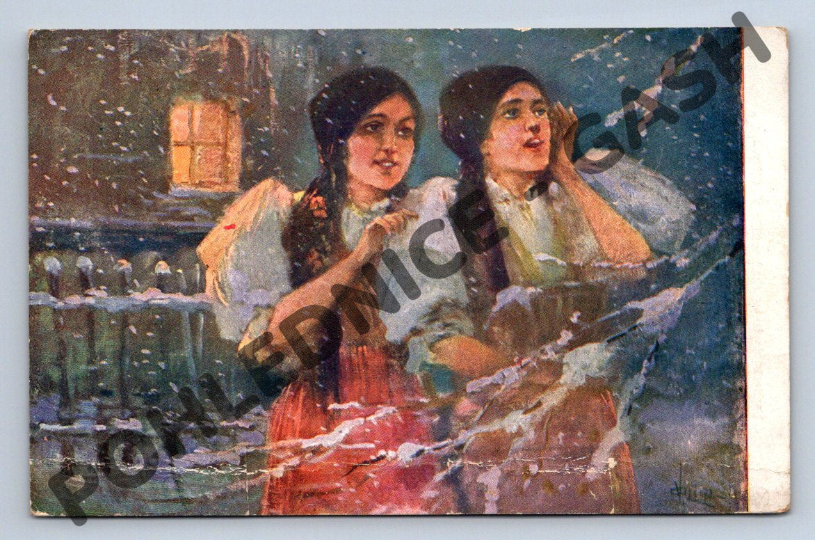 Postcard Girls in traditional costume – Czechoslovakia (M1182)