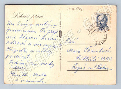Pohlednice Československo 1944 květiny, psané přání (M11844)