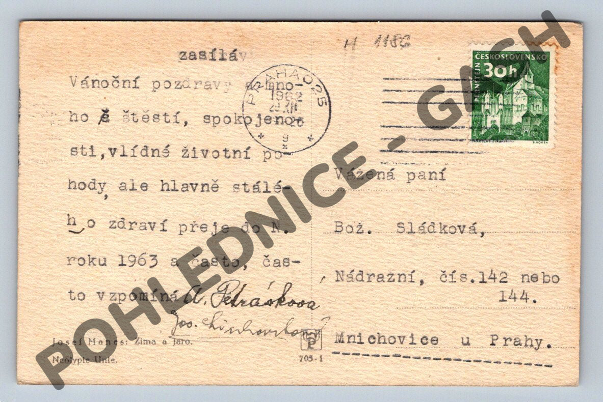Pohlednice Josef Hanes – Zima a Jaro 1962 (M1186)